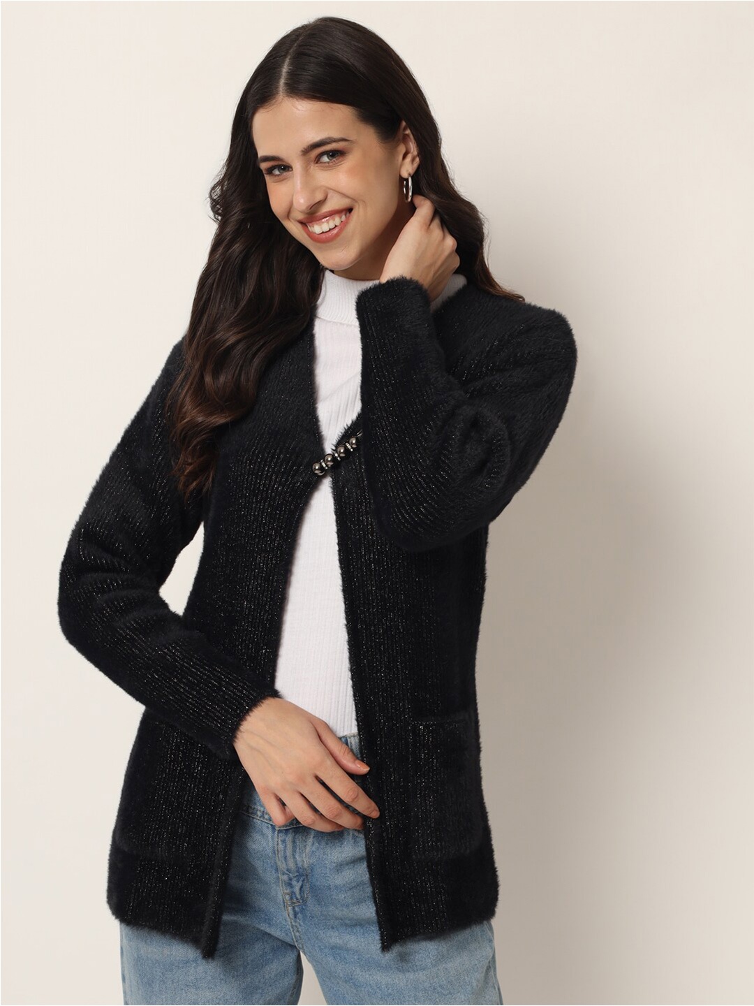 

BROOWL Women Embellished Shrug, Black