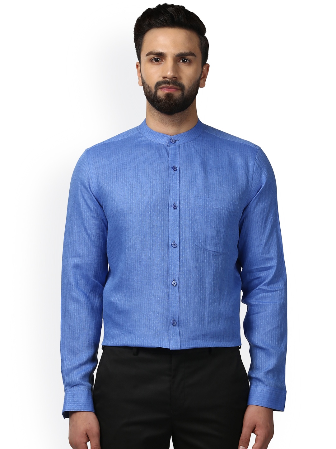 

Raymond Men Blue Classic Regular Fit Self-Design Formal Shirt