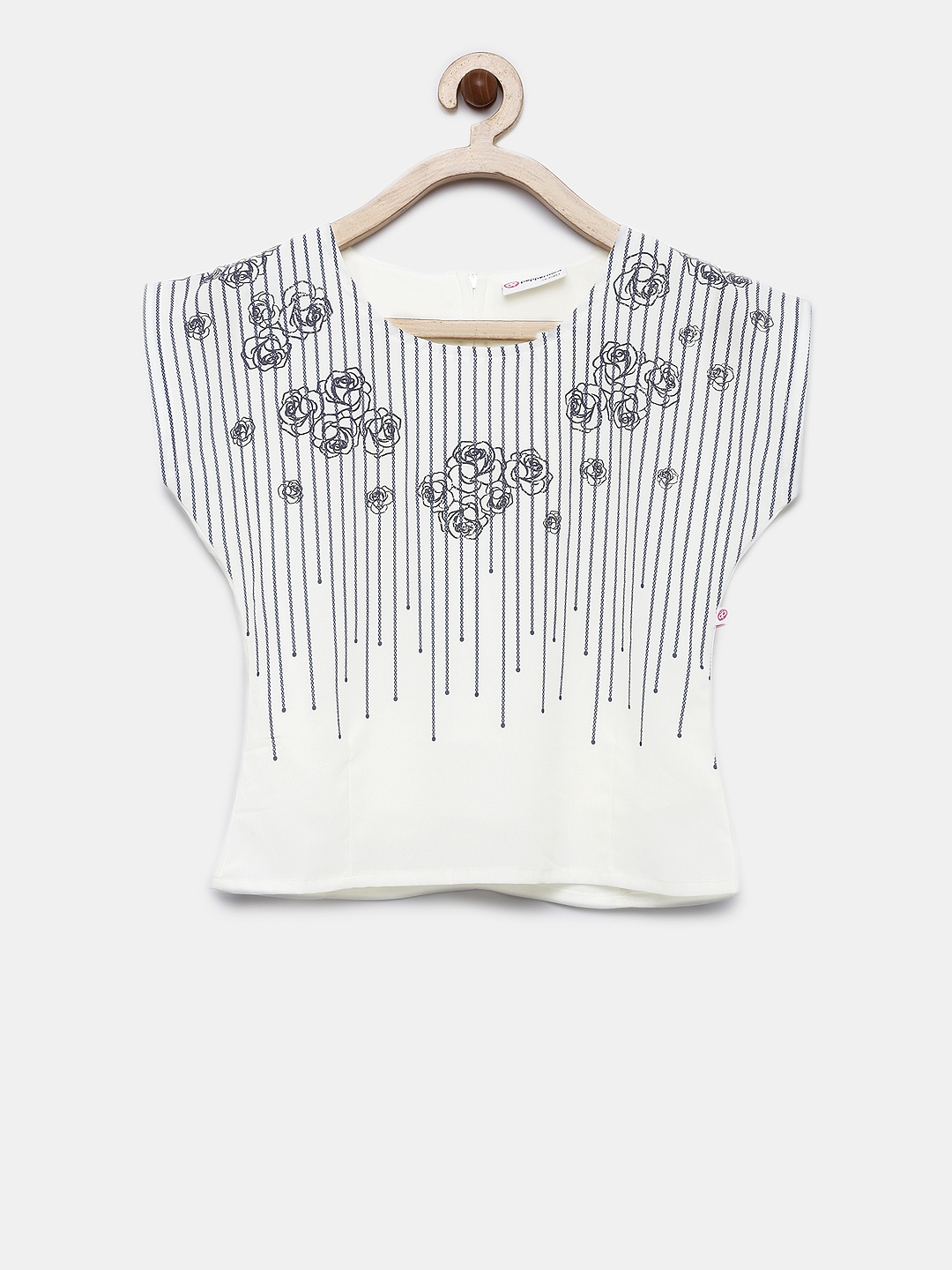 

Peppermint Girls Off-White Printed Boxy Top
