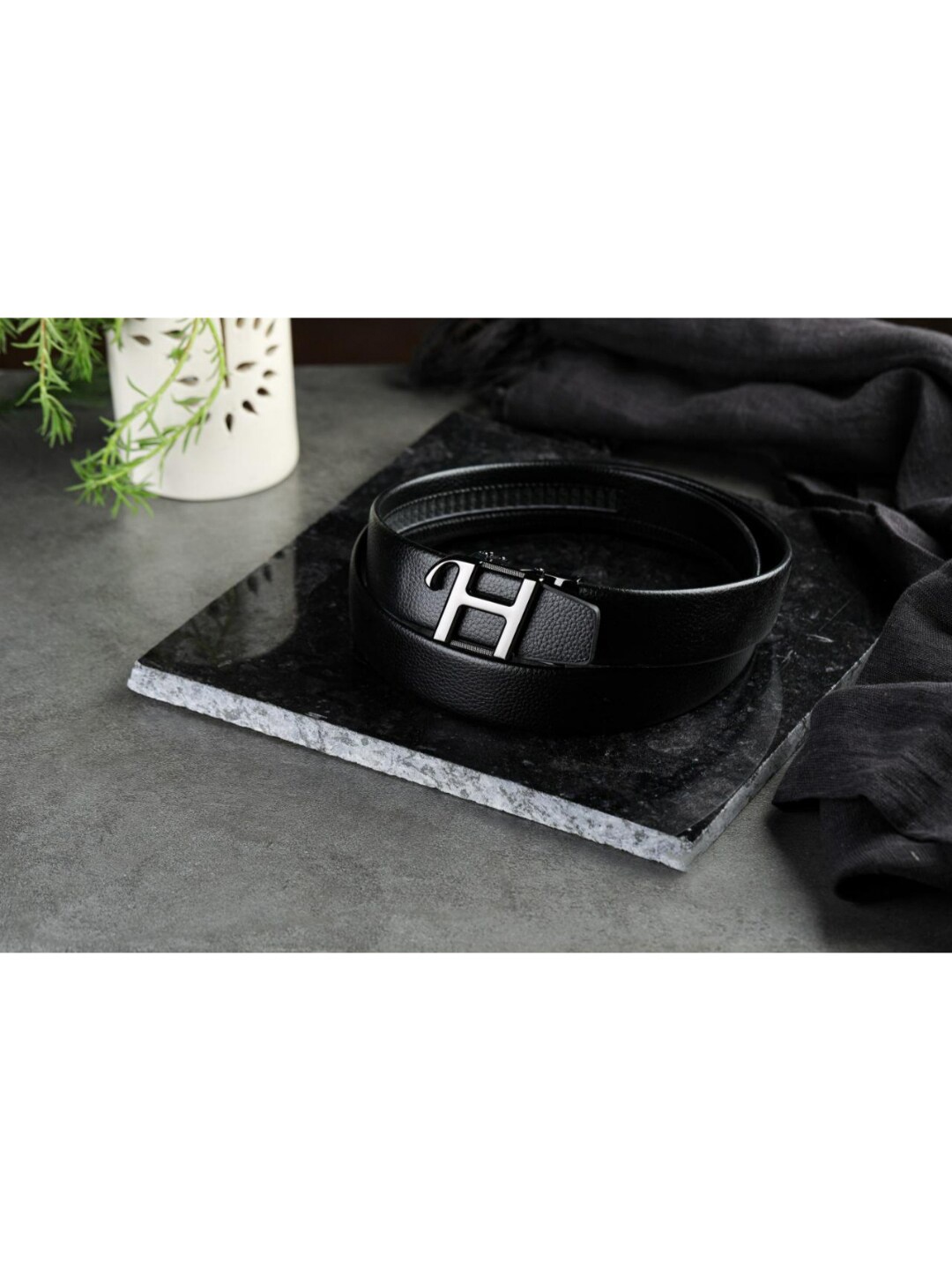 

Elite Crafts Men Textured Leather Formal Belt, Black
