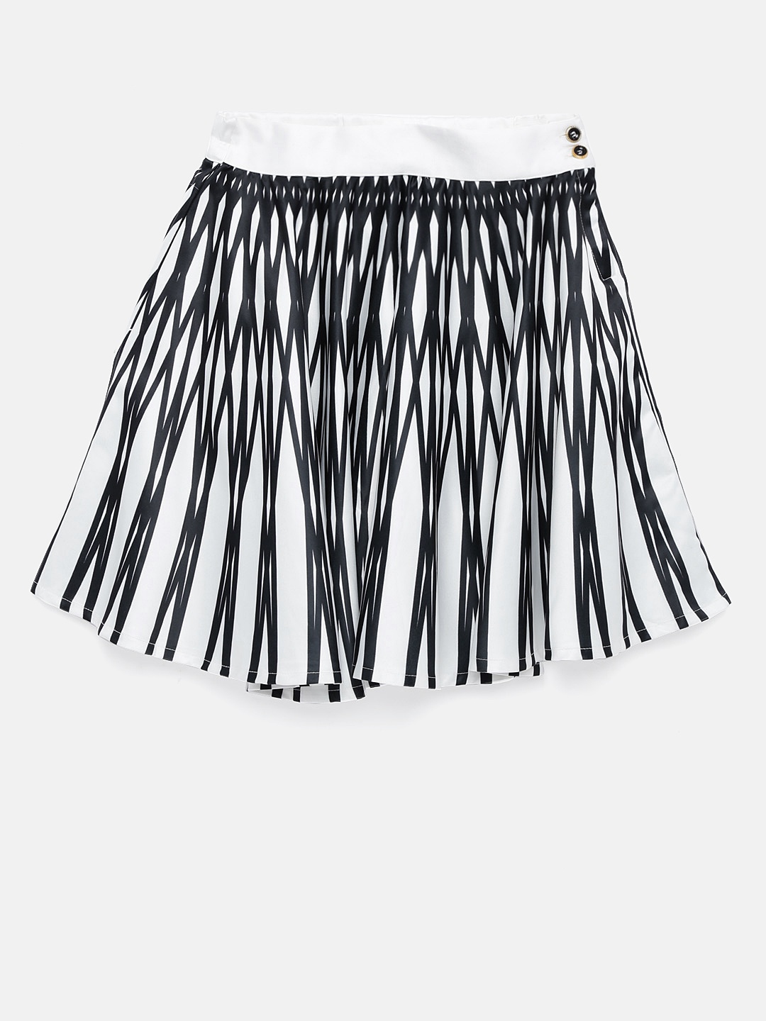 

Peppermint Girls White & Black Printed A-Line Skirt