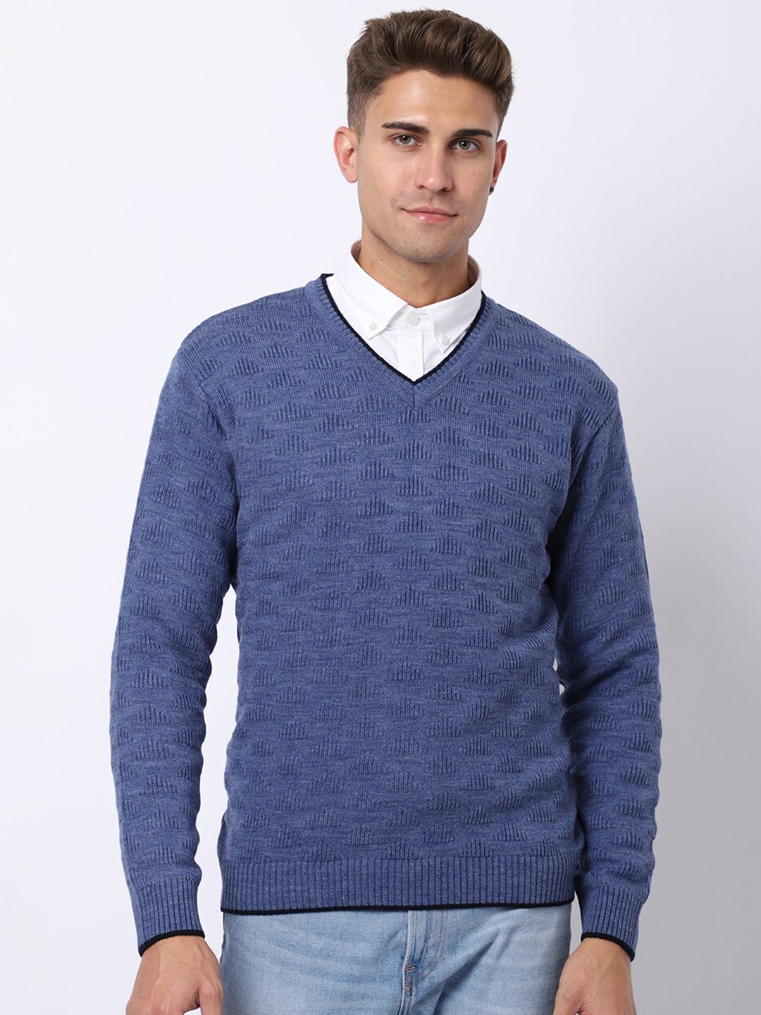 

VENITIAN Men Geometric Pullover, Blue