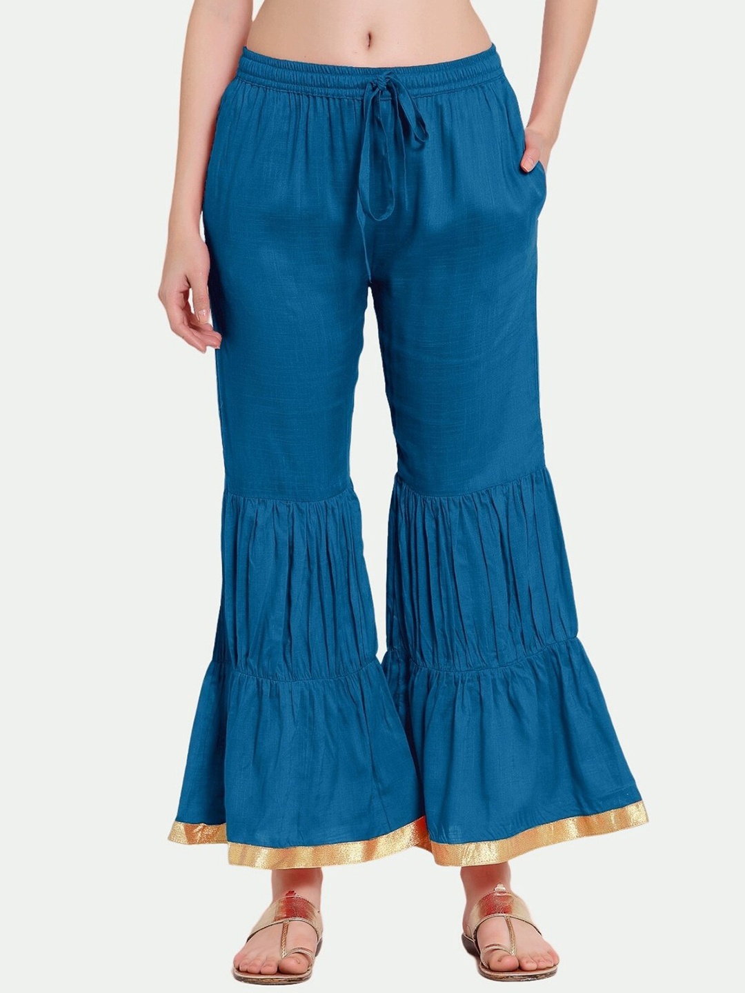 

PATRORNA Women Wide-Leg Ethnic Palazzos, Blue