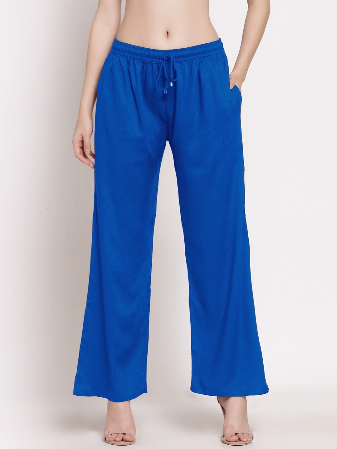 

PATRORNA Women Solid Straight Palazzos, Blue