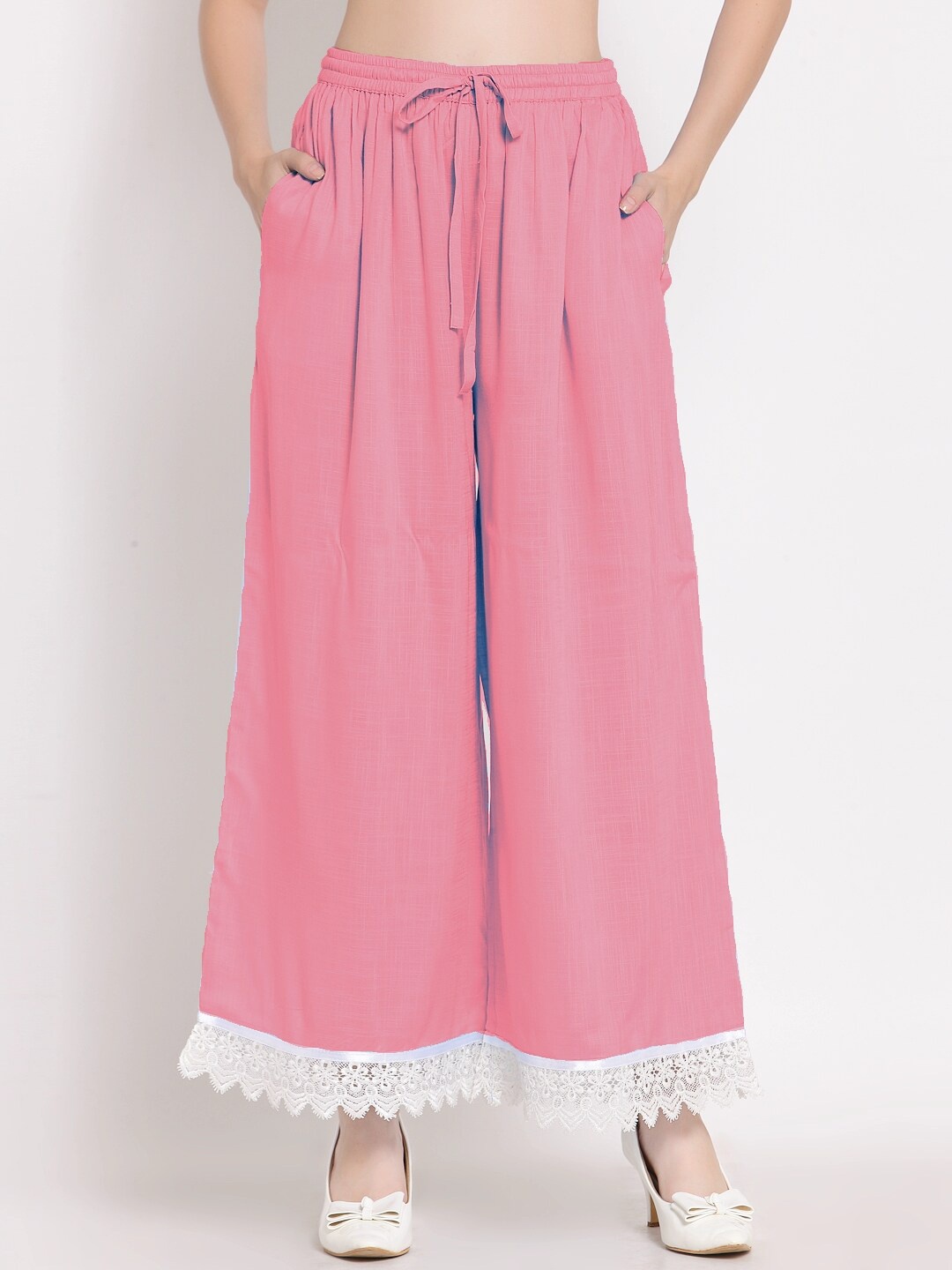 

PATRORNA Women Solid Flared Ethnic Palazzos, Pink