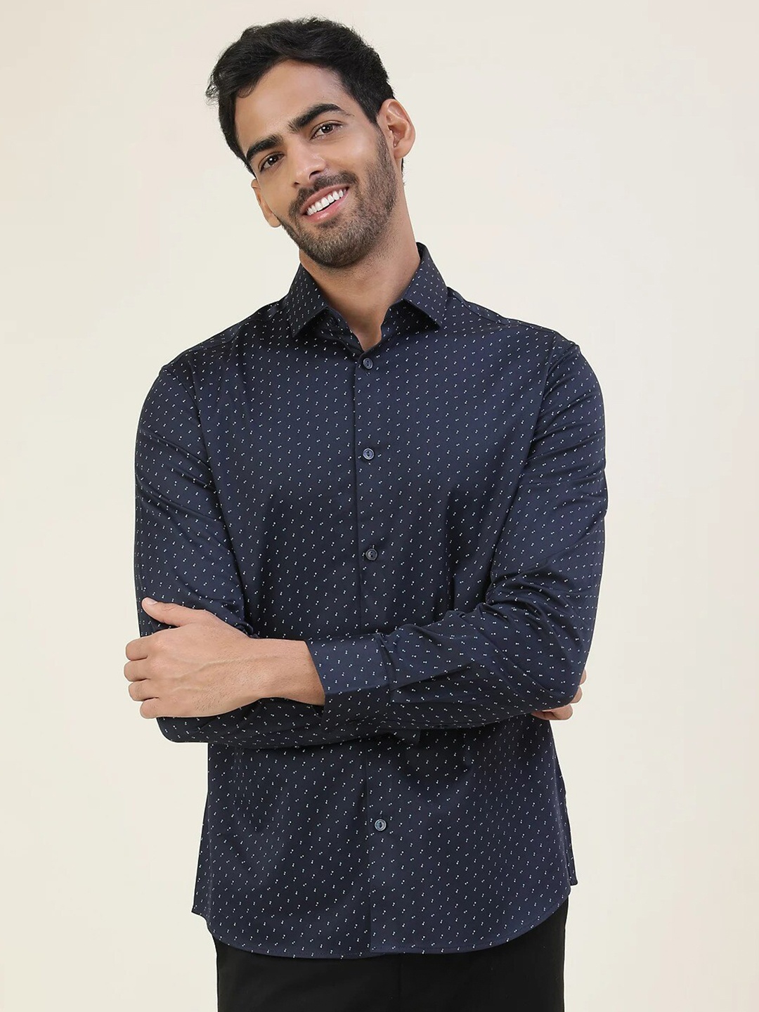 

Marks & Spencer Men Printed Casual Shirt, Navy blue