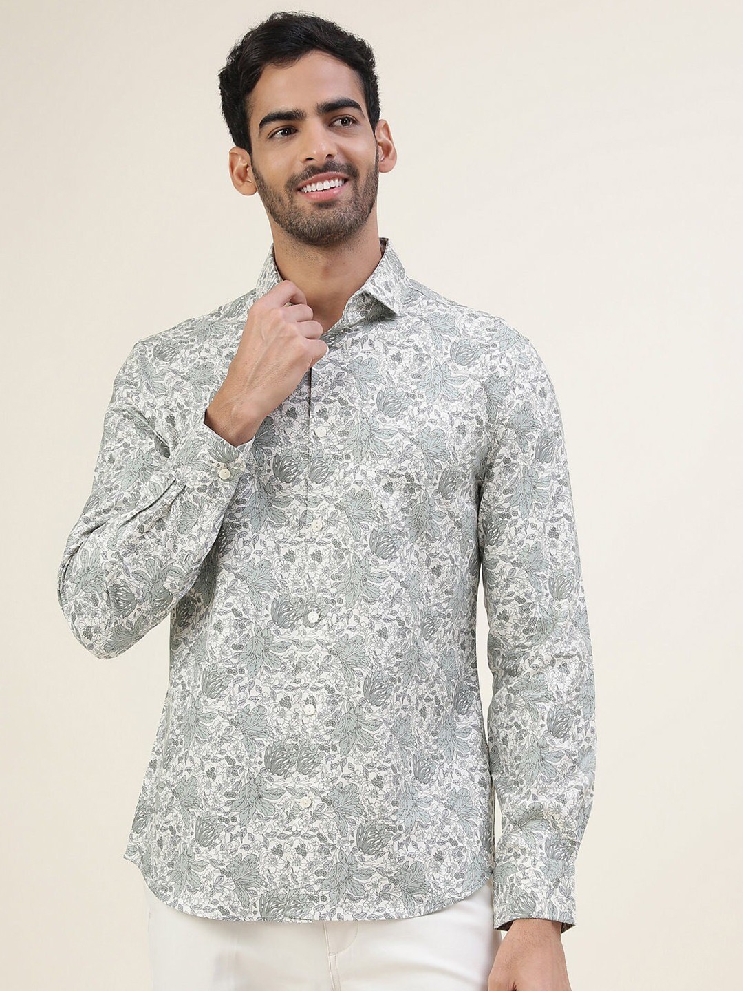 

Marks & Spencer Men Floral Printed Cotton Casual Shirt, Beige