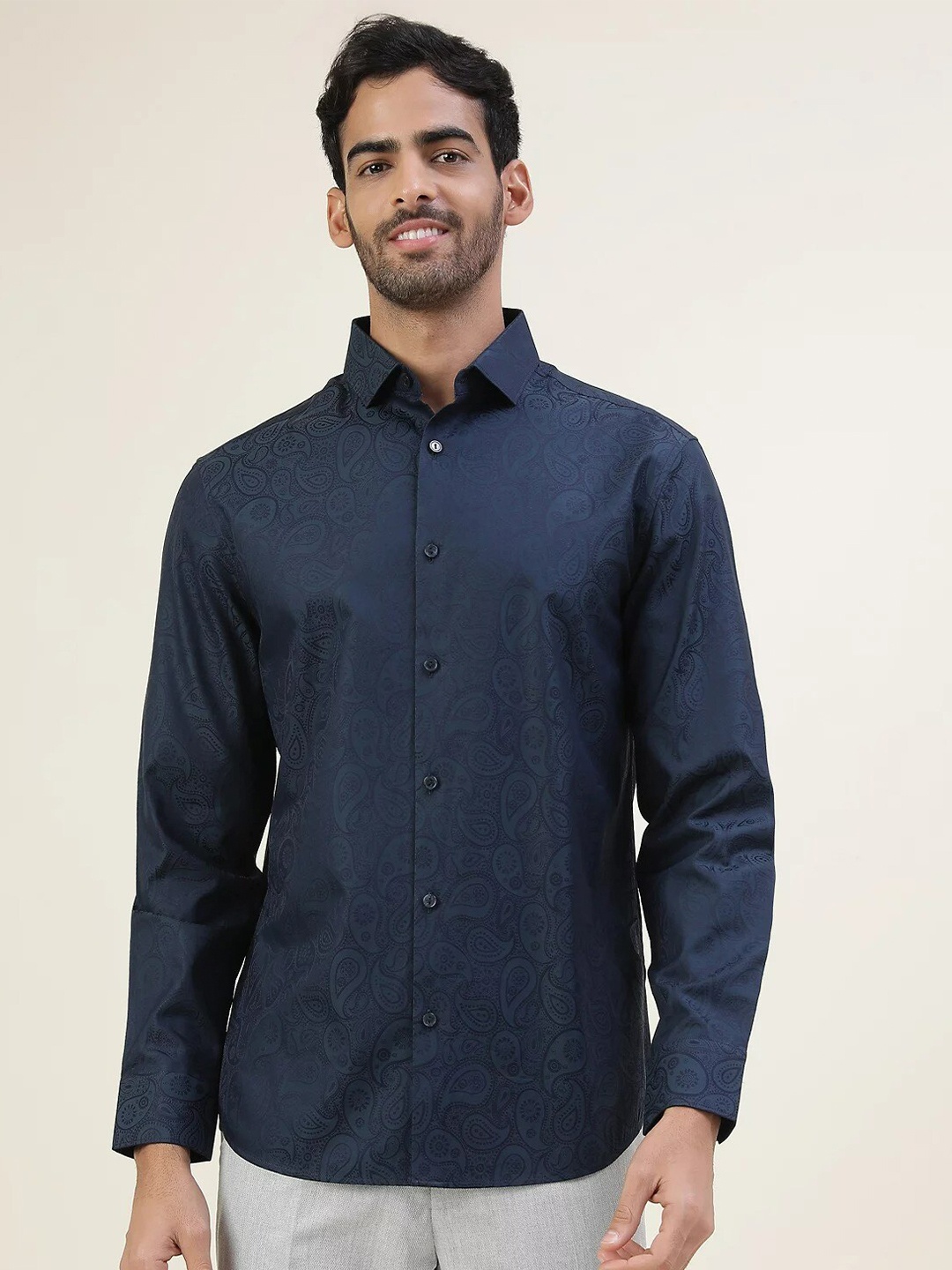 

Marks & Spencer Men Printed Cotton Casual Shirt, Navy blue