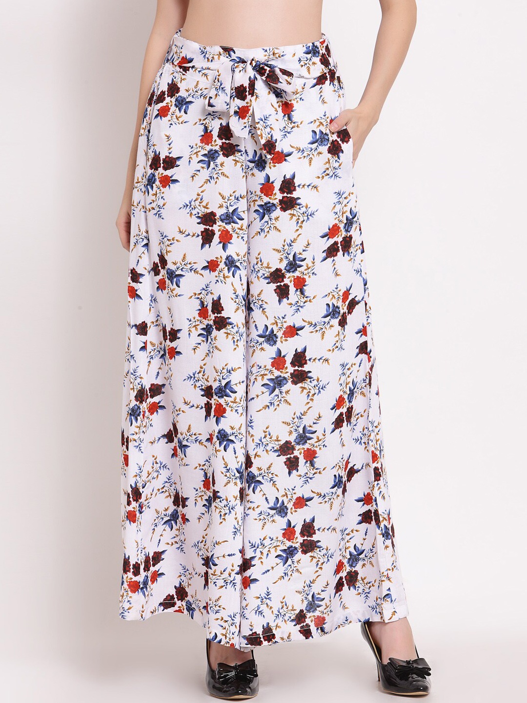 

PATRORNA Women Printed Palazzos, White