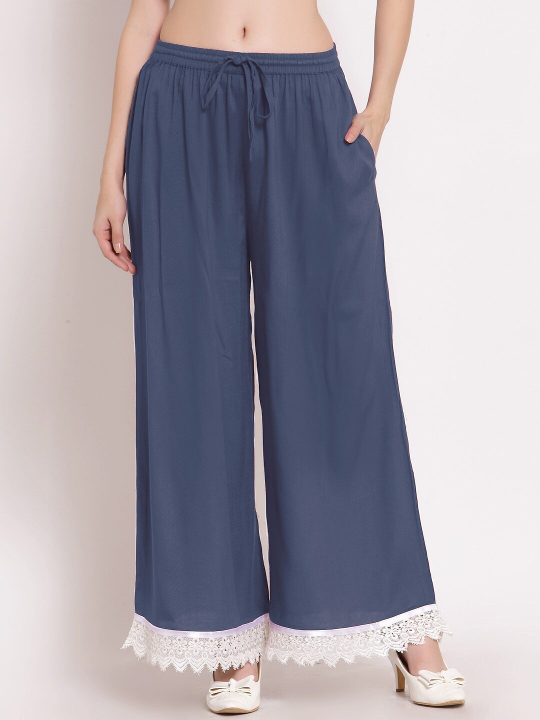 

PATRORNA Women Solid Flared Palazzos, Grey