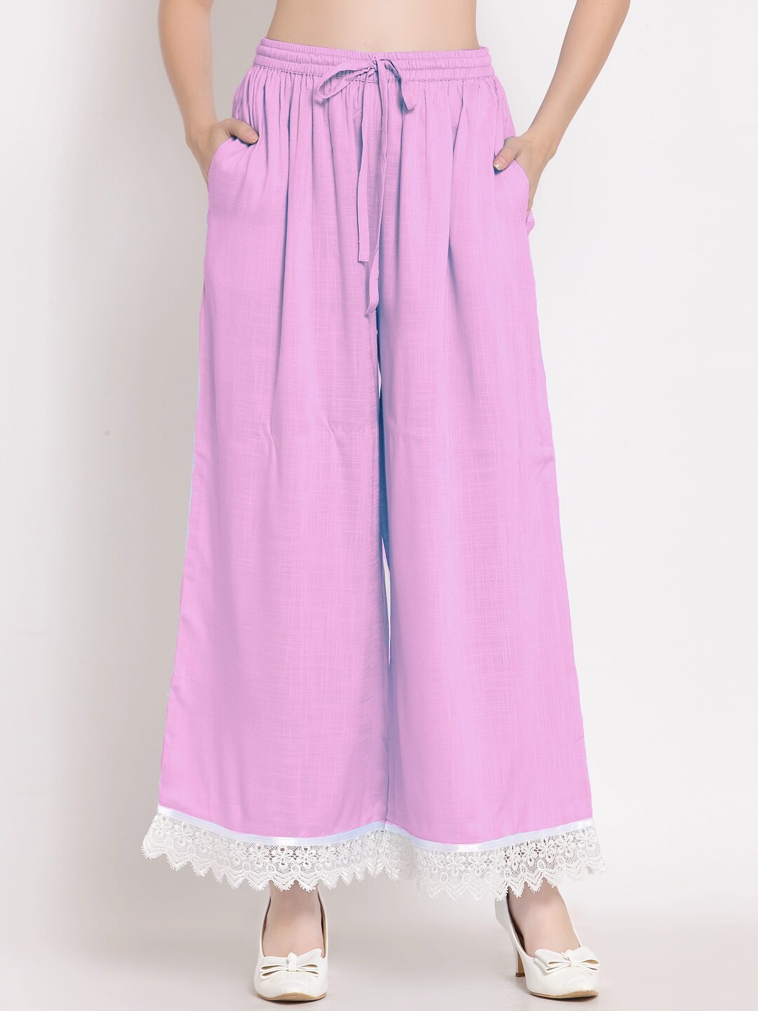 

PATRORNA Women Solid Flared Palazzos, Pink