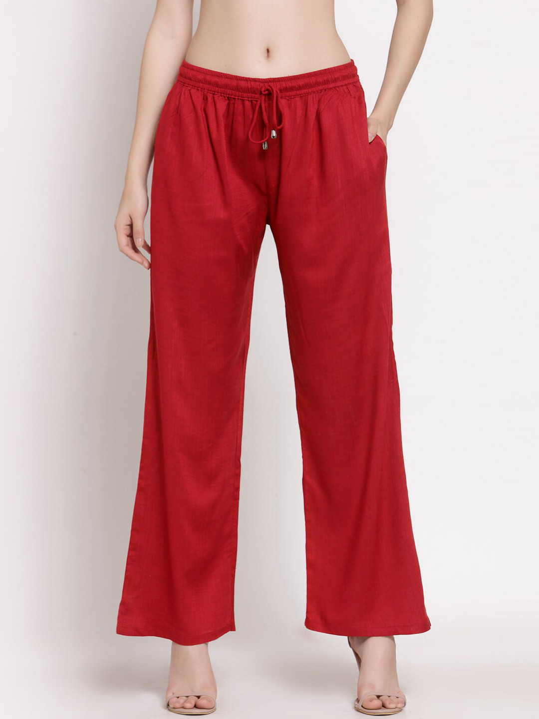 

PATRORNA Women Solid Ethnic Palazzos, Maroon