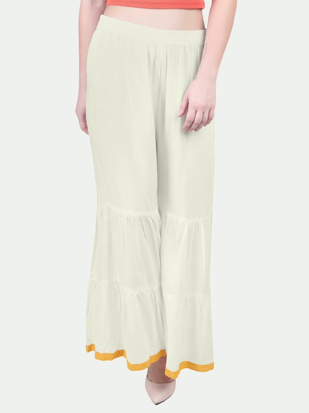 

PATRORNA Women Solid Palazzos, Off white