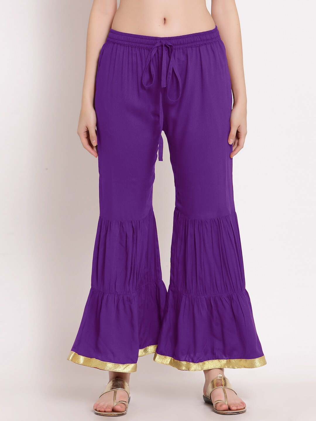 

PATRORNA Women Solid Palazzos, Purple