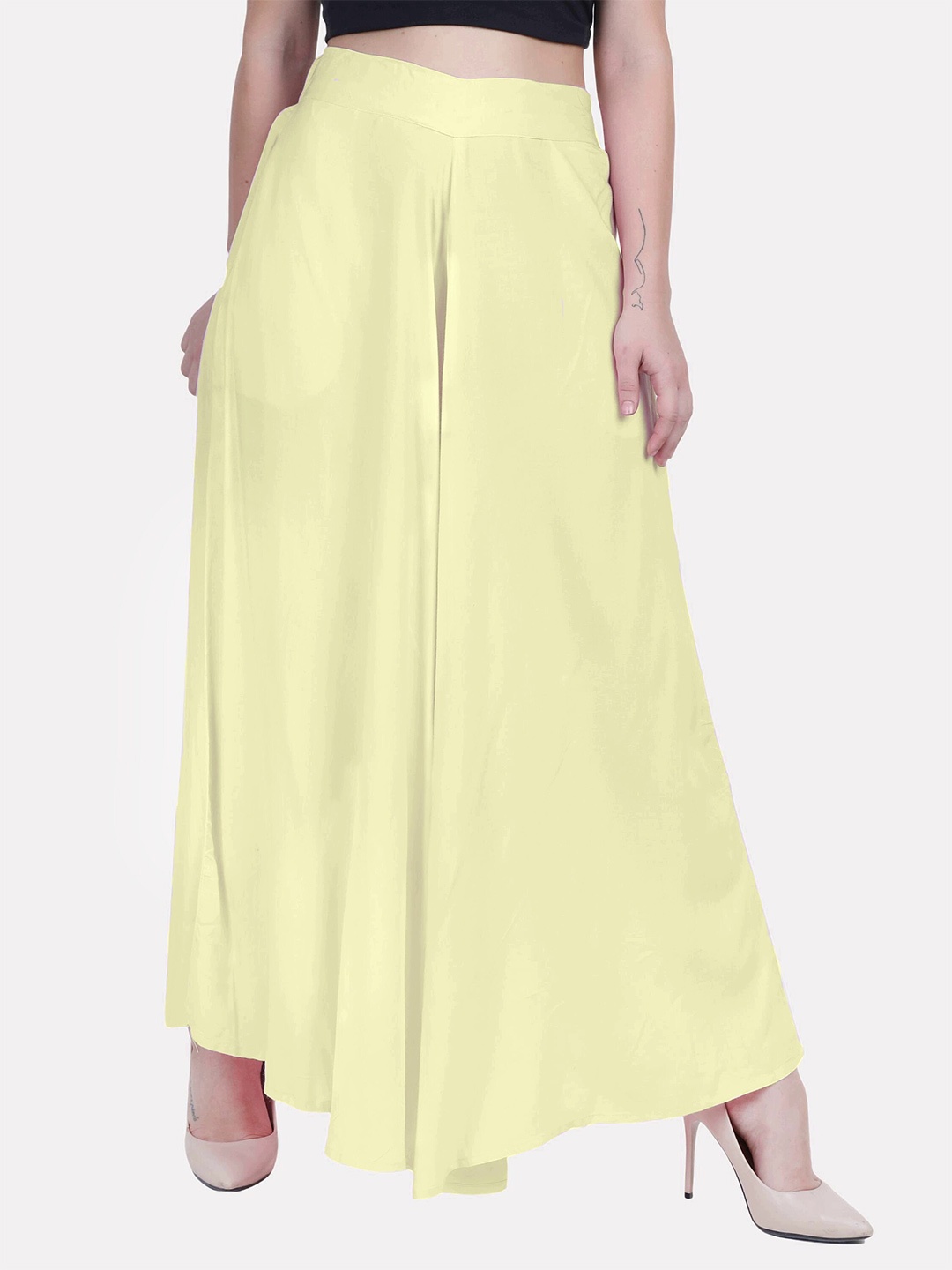

PATRORNA Women Solid Palazzos, Cream