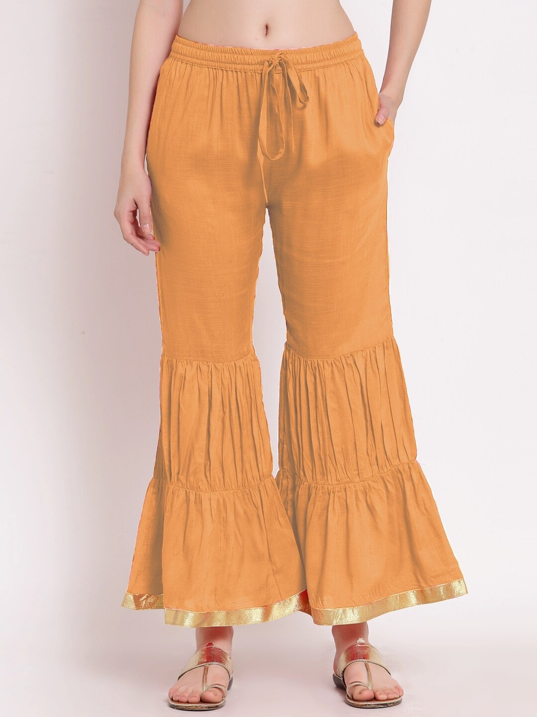 

PATRORNA Women Solid Palazzos, Peach
