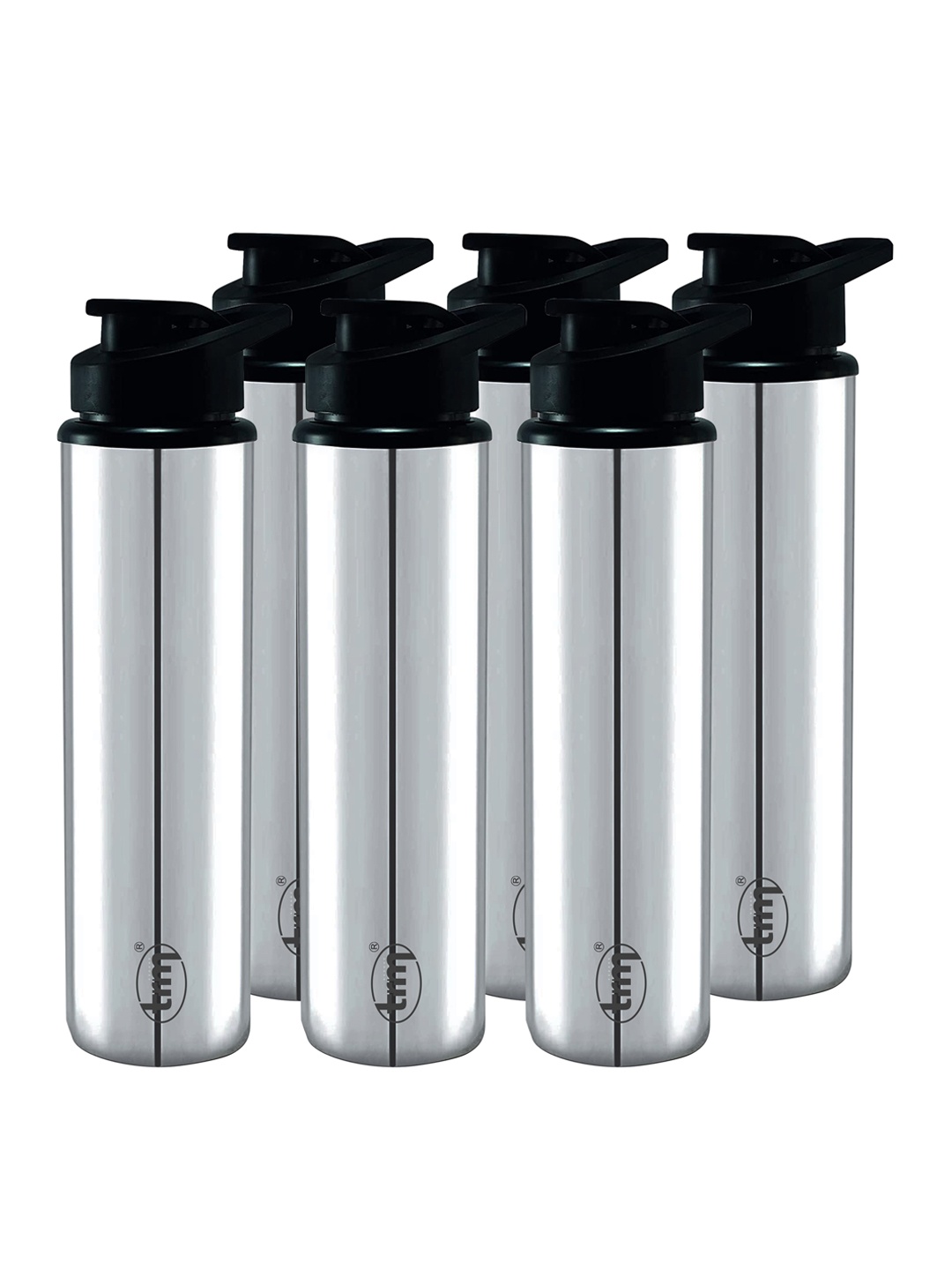 

TRM Silver Set Of 6 Solid Stainless Steel AQUA Single Wall Water Bottle 900 ml