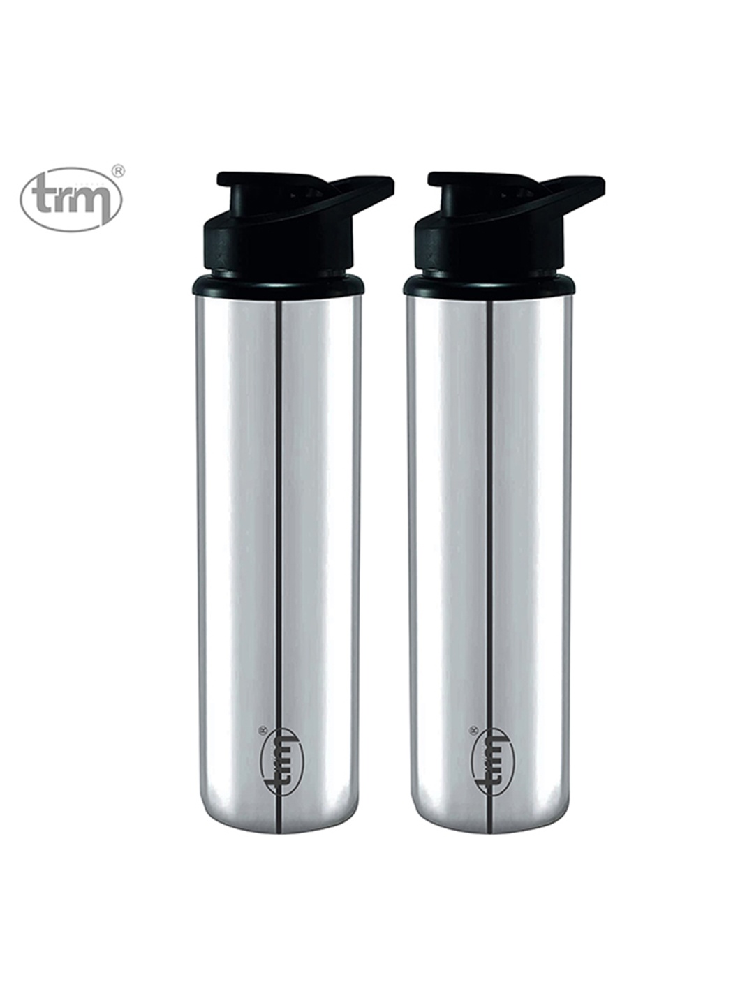 

TRM Silver Set Of 2 Solid Stainless Steel Single Wall Water Sipper Bottle 900 ml