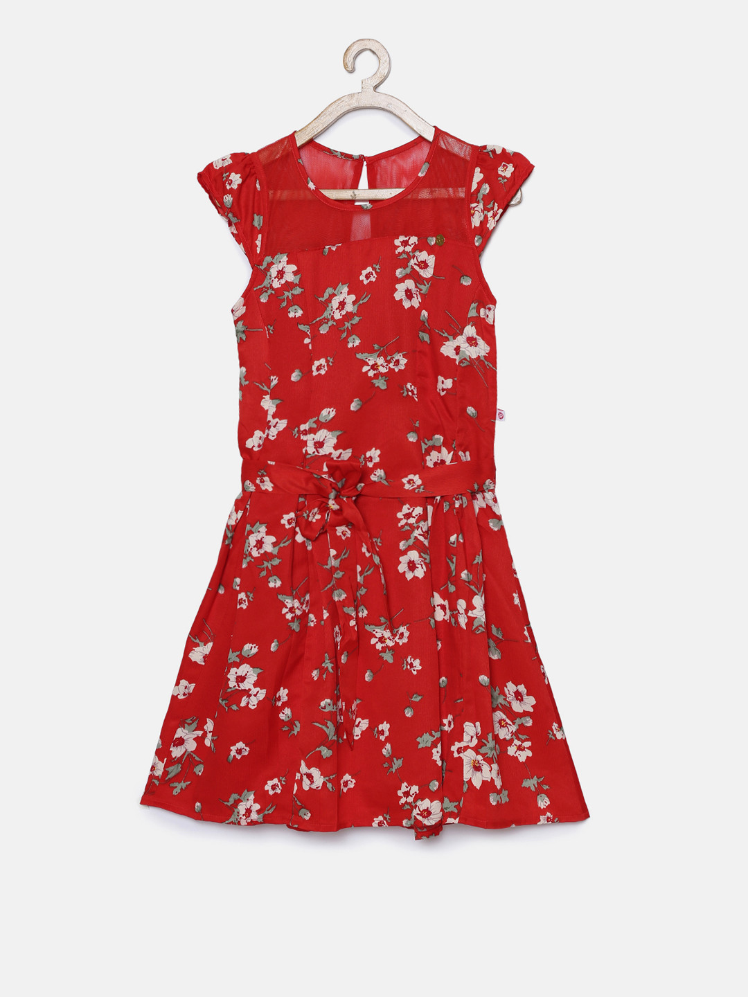 

Peppermint Girls Red Floral Print Fit & Flare Dress