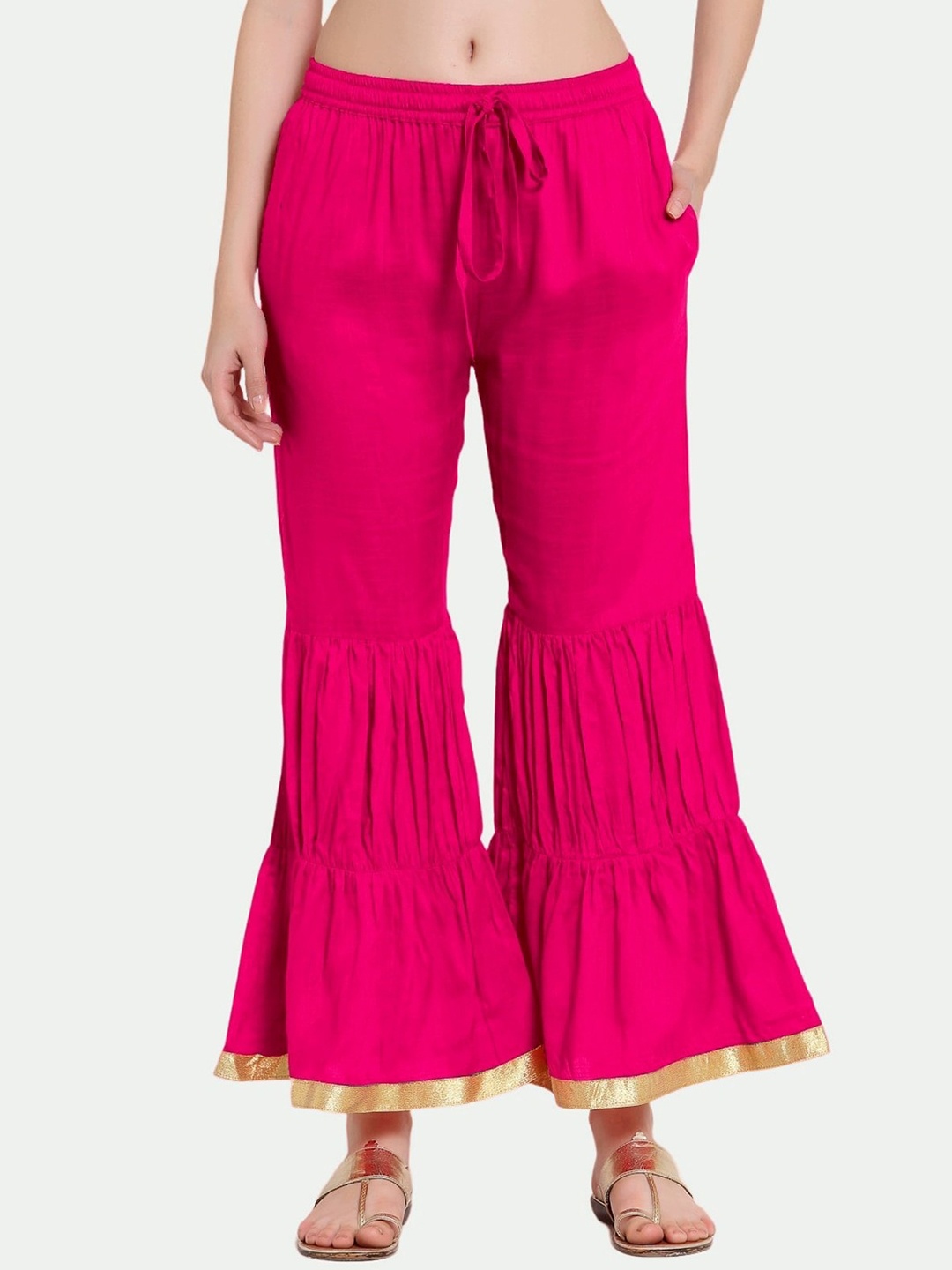

PATRORNA Women Solid Ethnic Palazzos, Pink