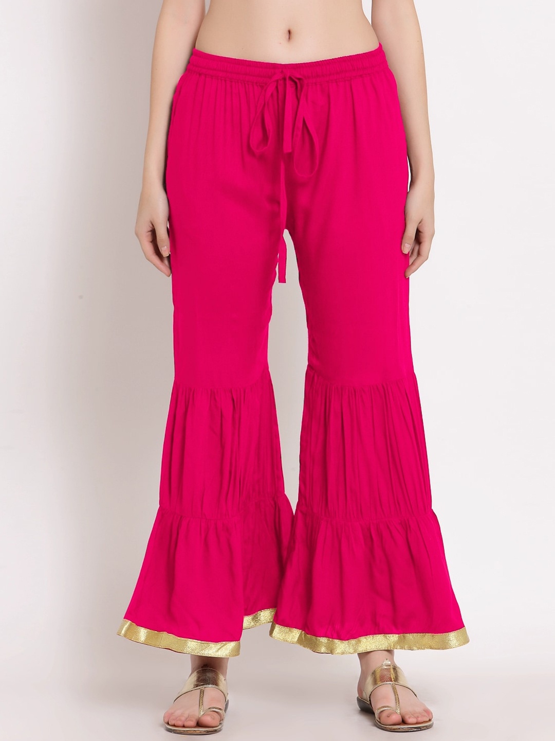 

PATRORNA Women Solid Flared Palazzos, Pink
