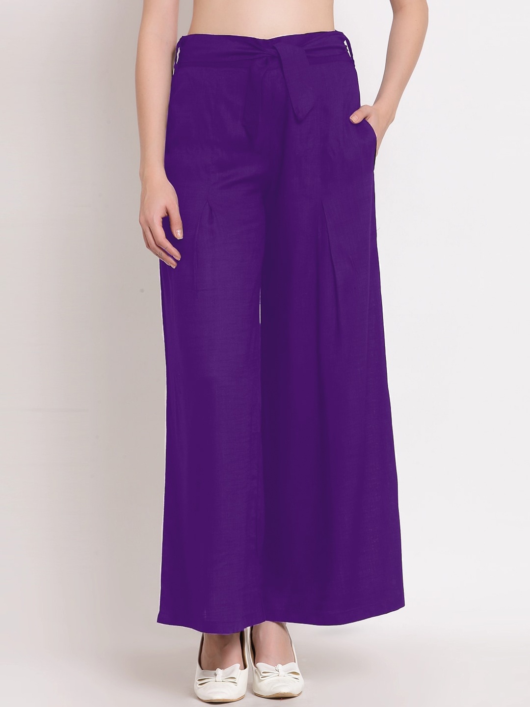 

PATRORNA Women Solid Palazzos, Purple