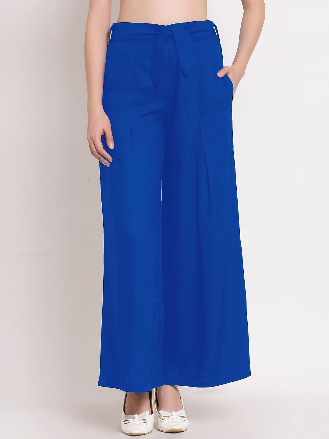 

PATRORNA Women Solid Flared Palazzos, Blue