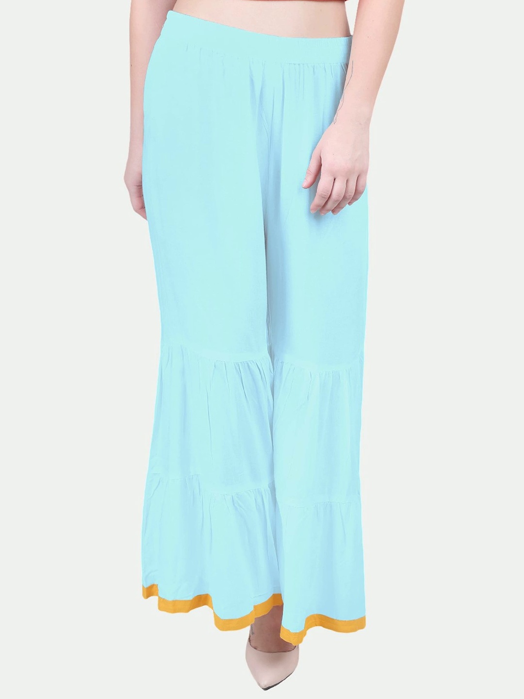

PATRORNA Women Solid Wide Leg Palazzos, Blue