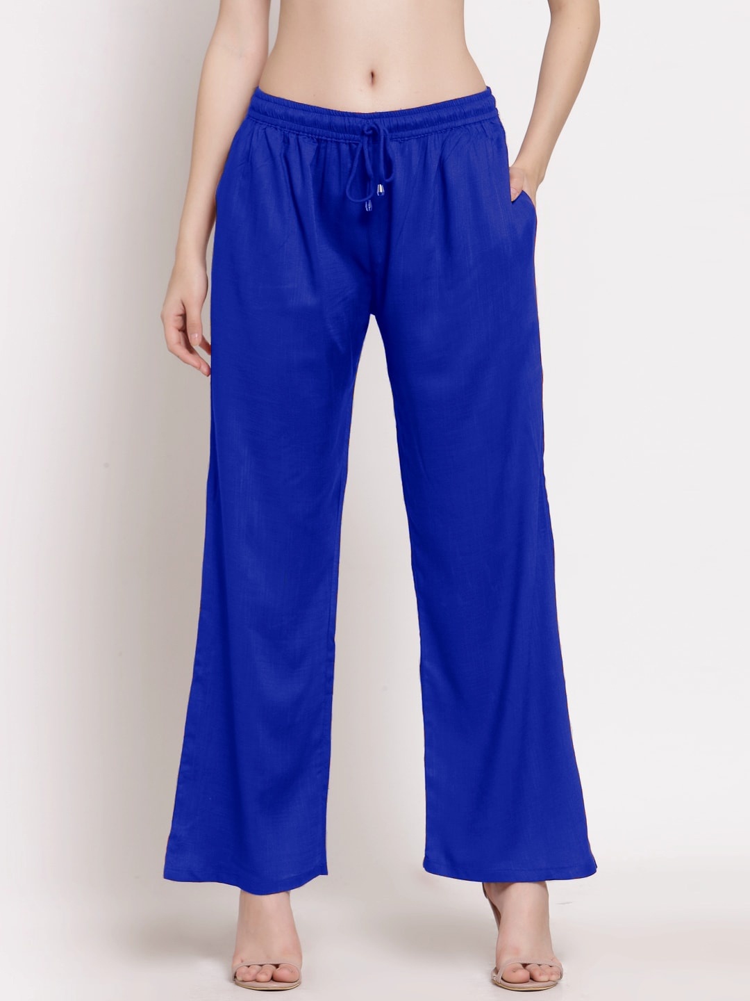 

PATRORNA Women Solid Straight Palazzos, Blue