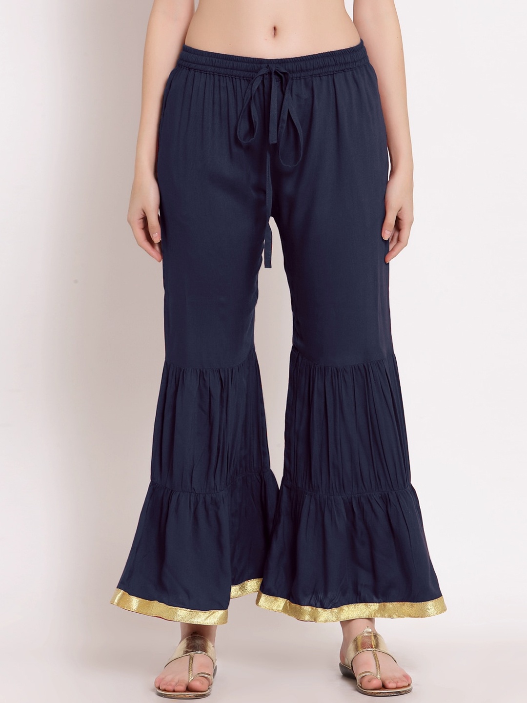 

PATRORNA Women Solid Wide Leg Palazzos, Blue
