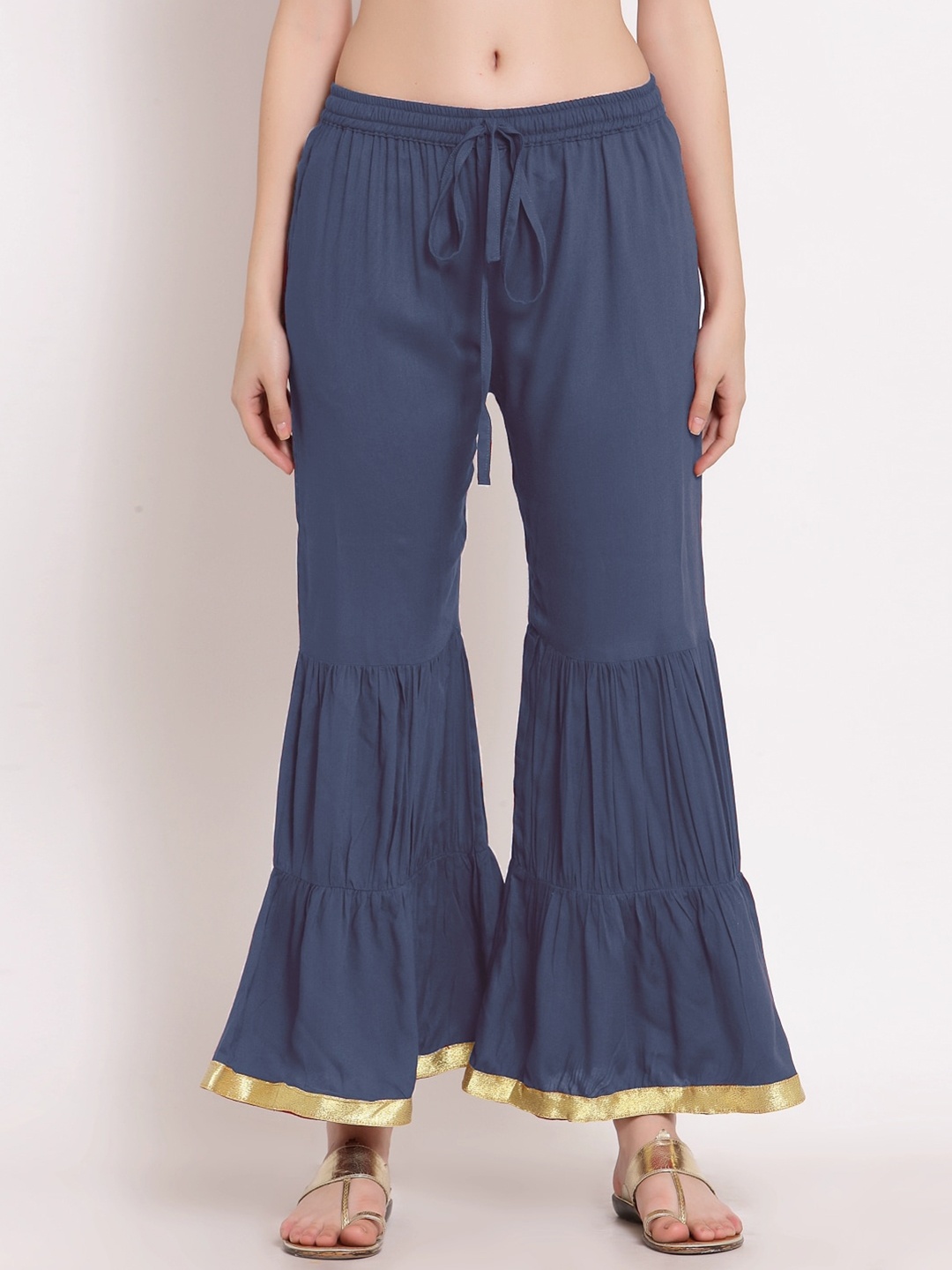 

PATRORNA Women Solid Wide Leg Ethnic Palazzos, Grey