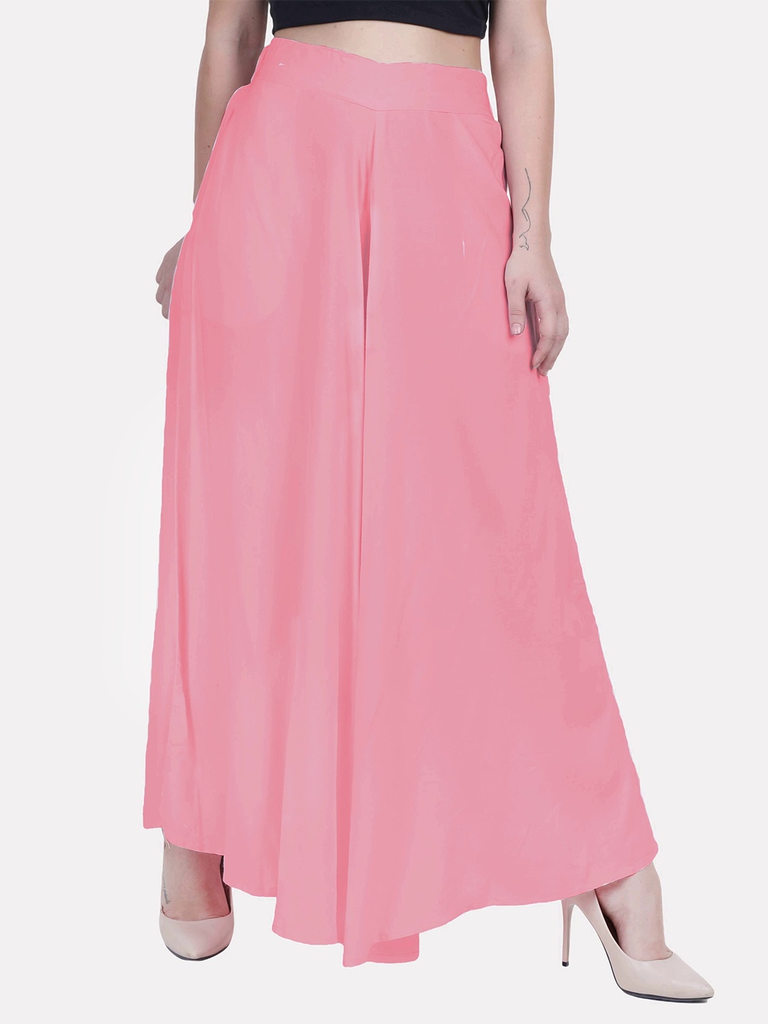 

PATRORNA Women Solid Wide Leg Palazzos, Pink