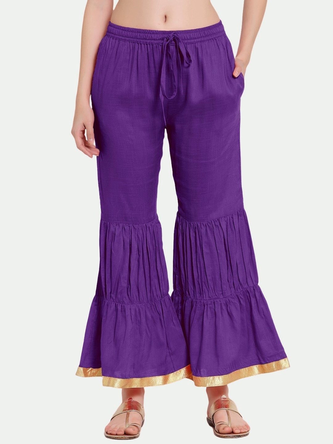 

PATRORNA Plus Size Women Wide-Leg Palazzos, Purple