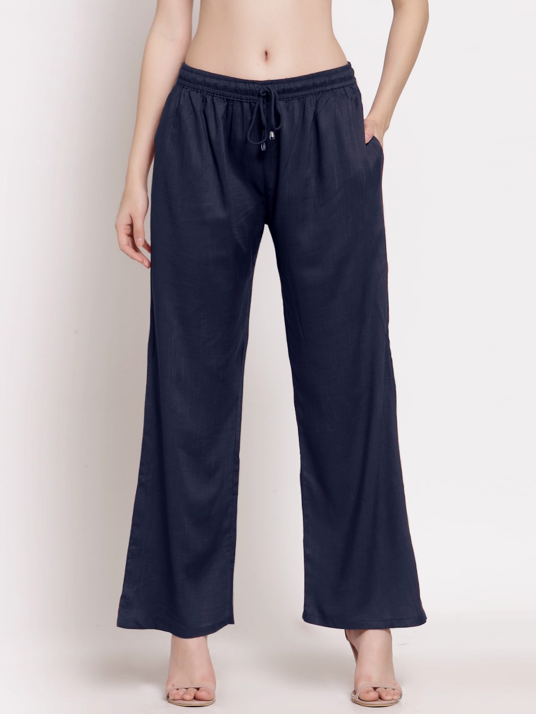 

PATRORNA Plus Size Women Flared Palazzos, Blue