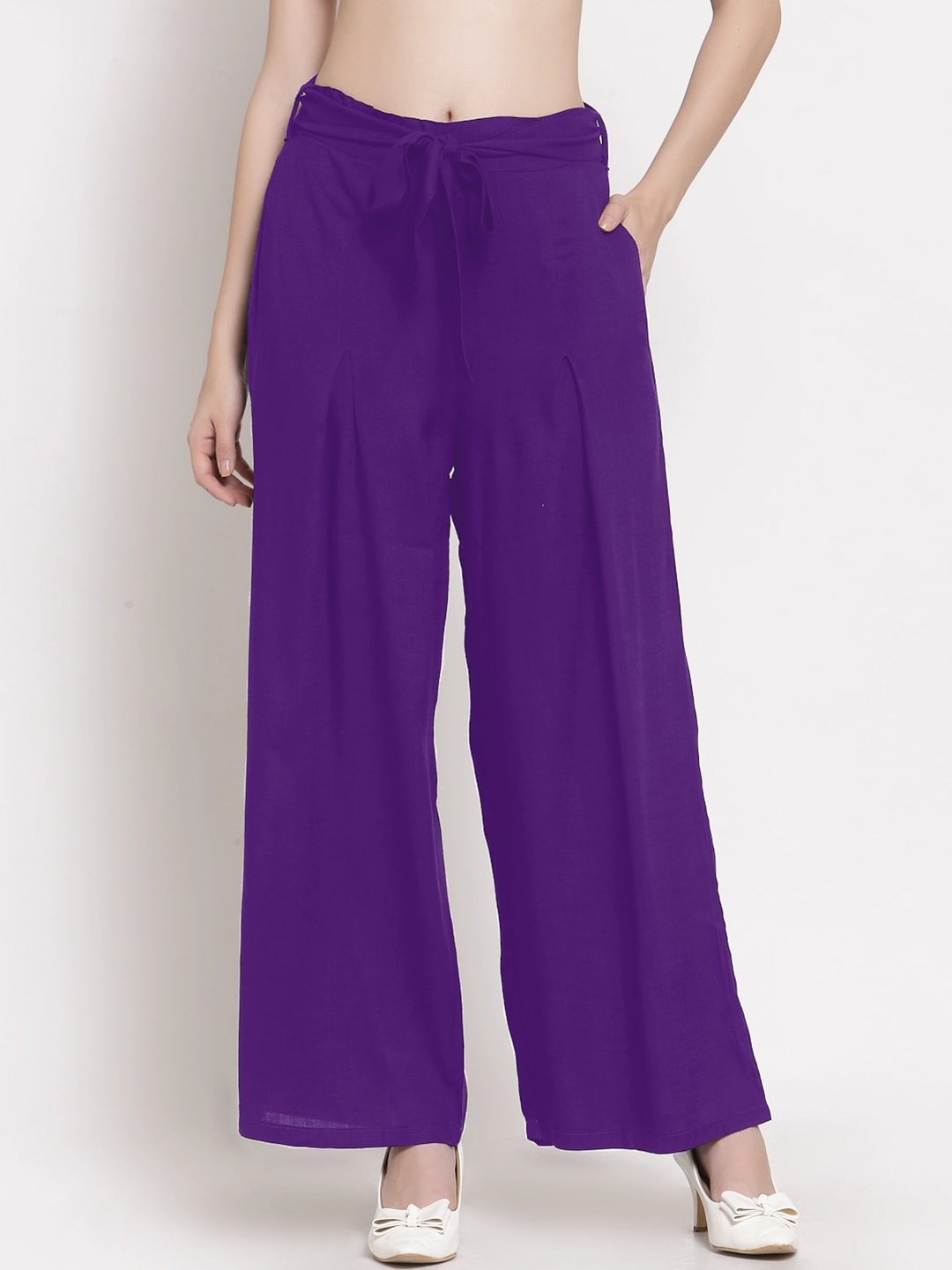 

PATRORNA Plus Size Women Flared Palazzos, Purple