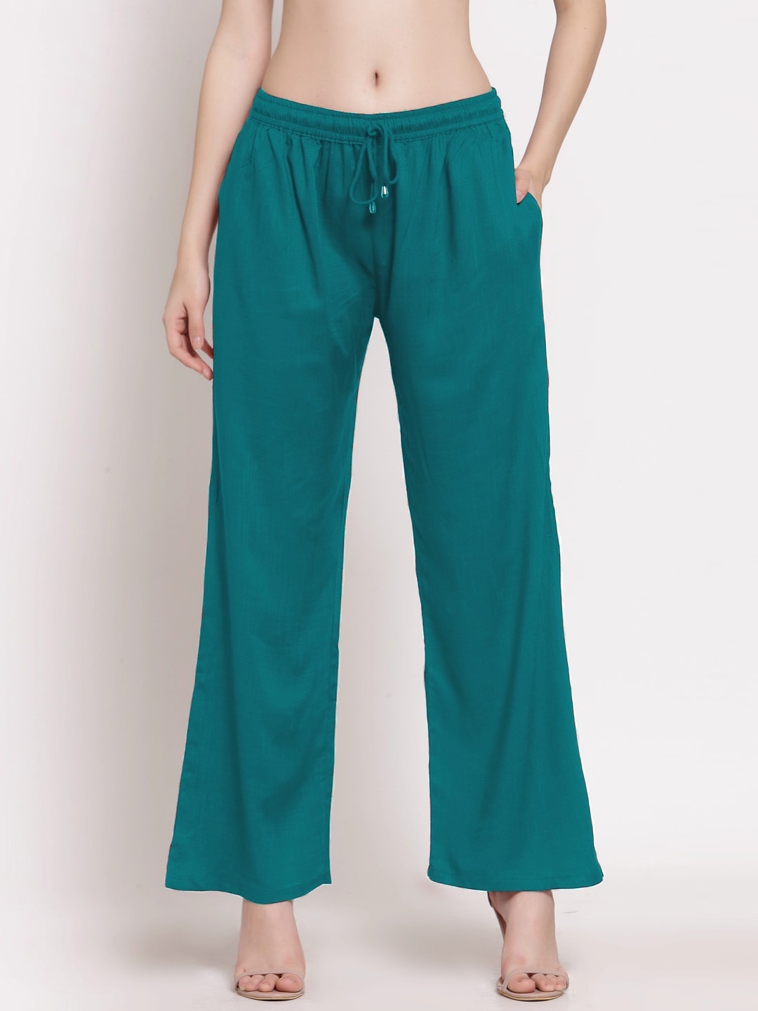 

PATRORNA Women Flared Palazzos, Green