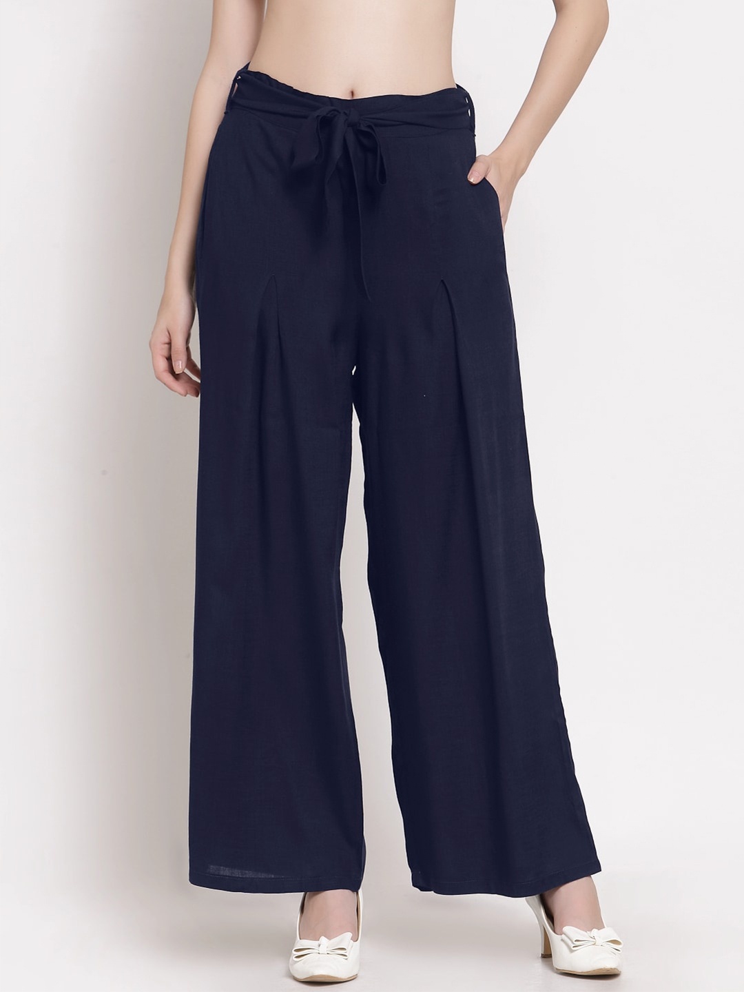 

PATRORNA Women Flared Palazzos, Blue