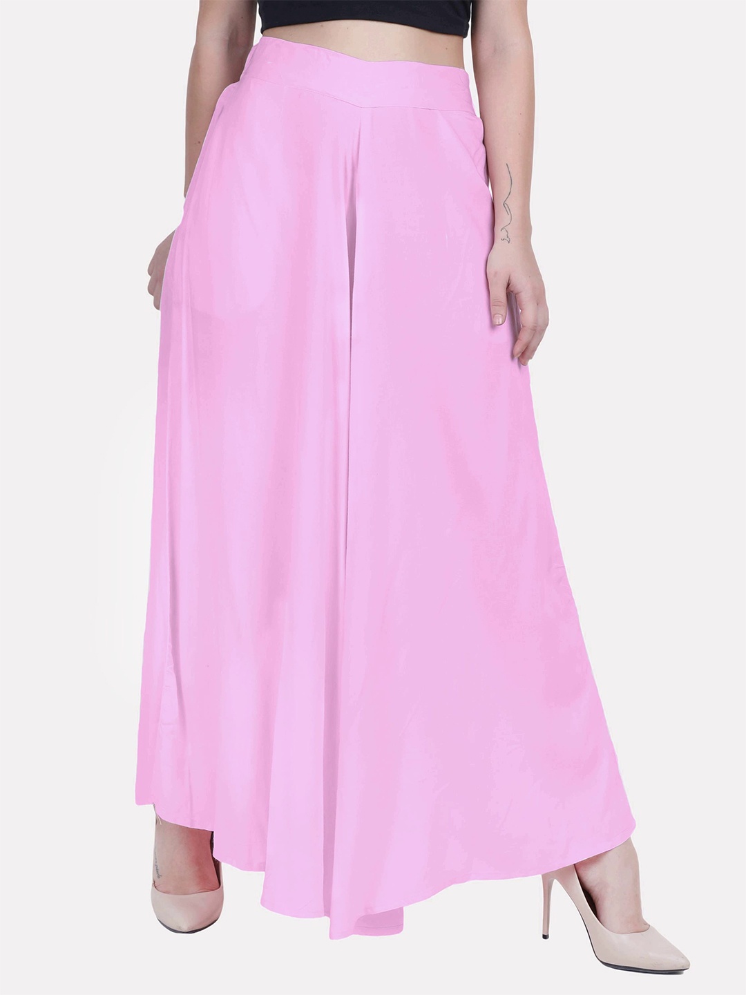 

PATRORNA Women Flared Palazzos, Pink