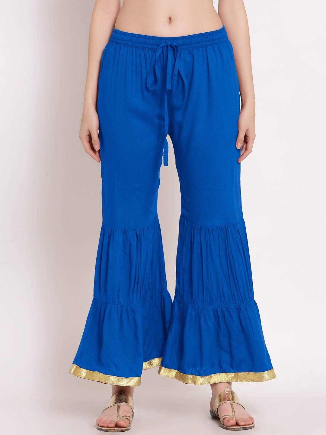 

PATRORNA Women Solid Flared Palazzos, Blue