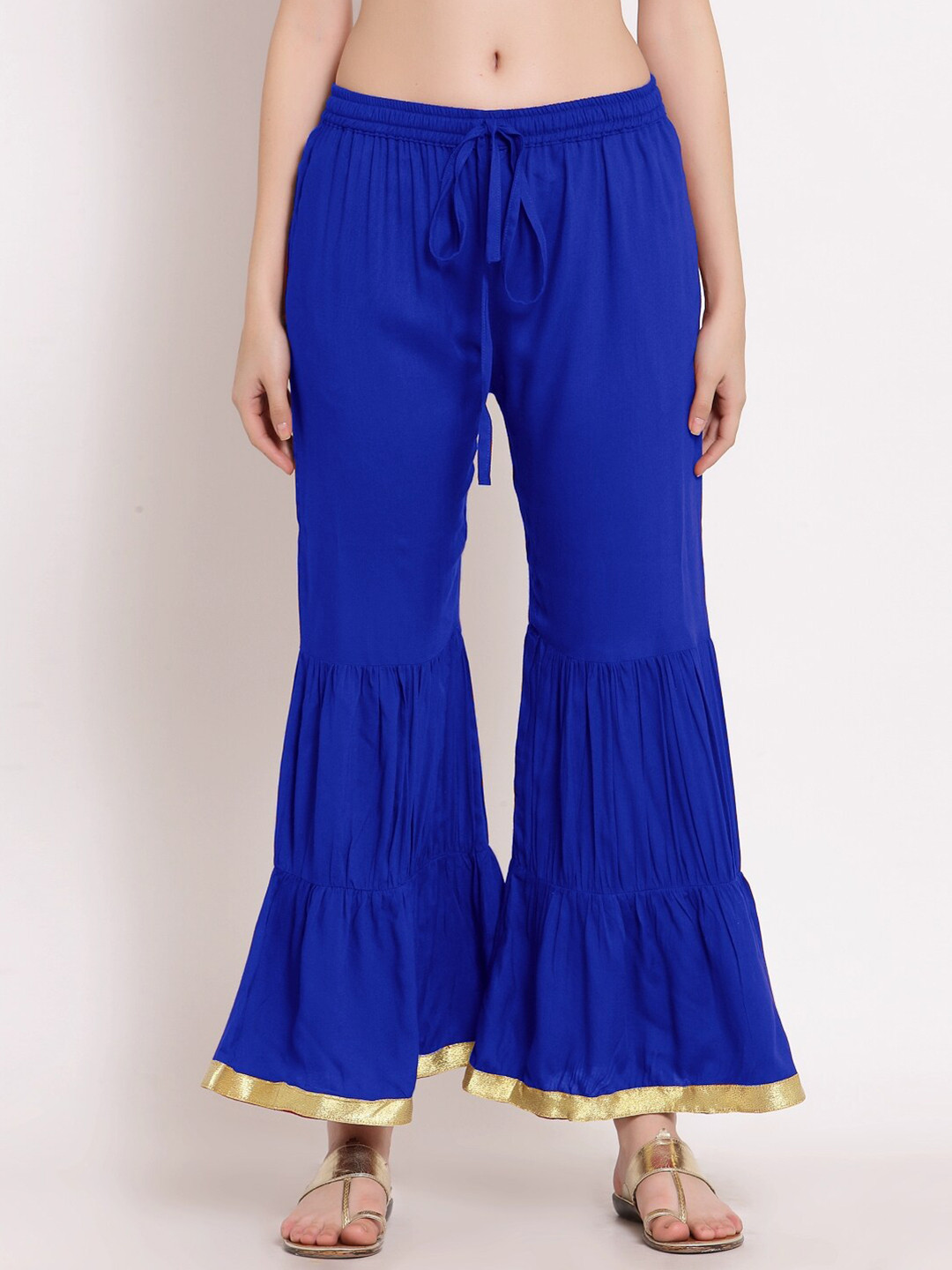 

PATRORNA Women Solid Ethnic Palazzos, Blue