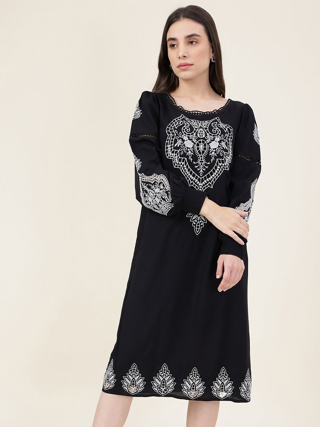 

Marks & Spencer Ethnic Motifs A-Line Dress, Black