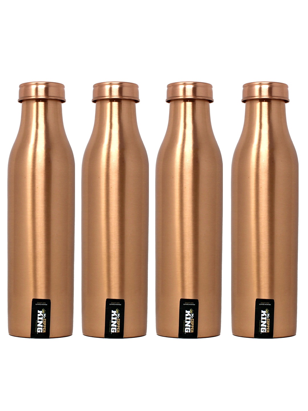 

MR. COPPER KING Set Of 4 Solid Copper Water Bottles - 900 ML, Brown