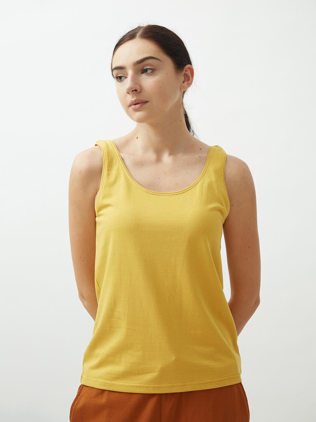 

Saltpetre Women Scoop Neck Organic Cotton Camisole T-shirt, Yellow