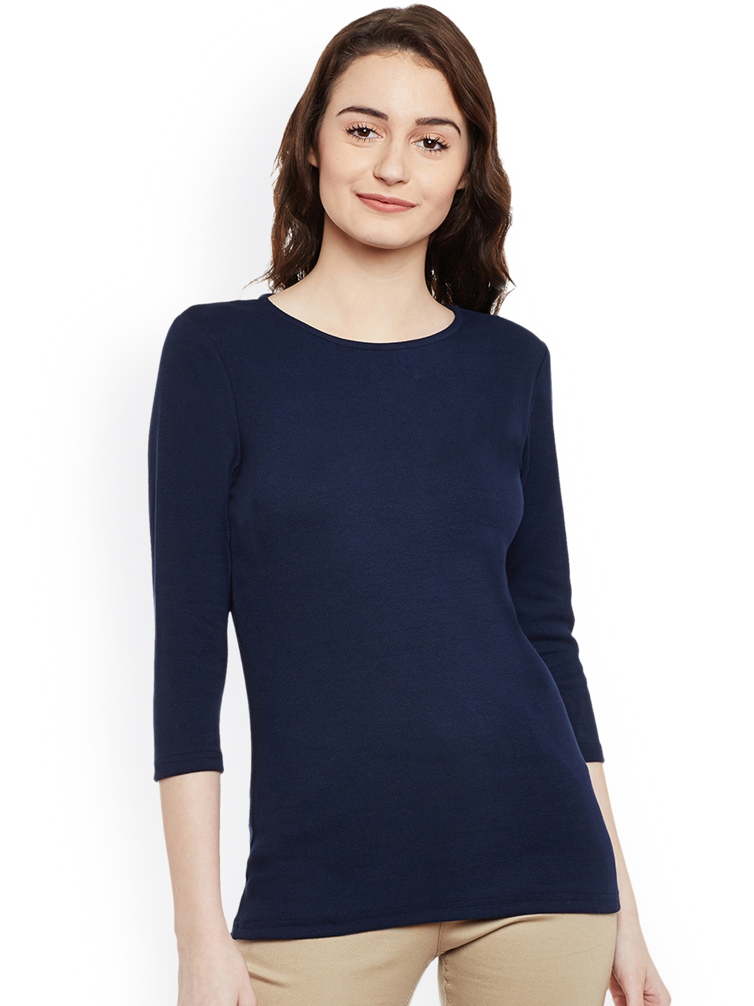 

Miss Chase Women Navy Blue Solid Regular Top