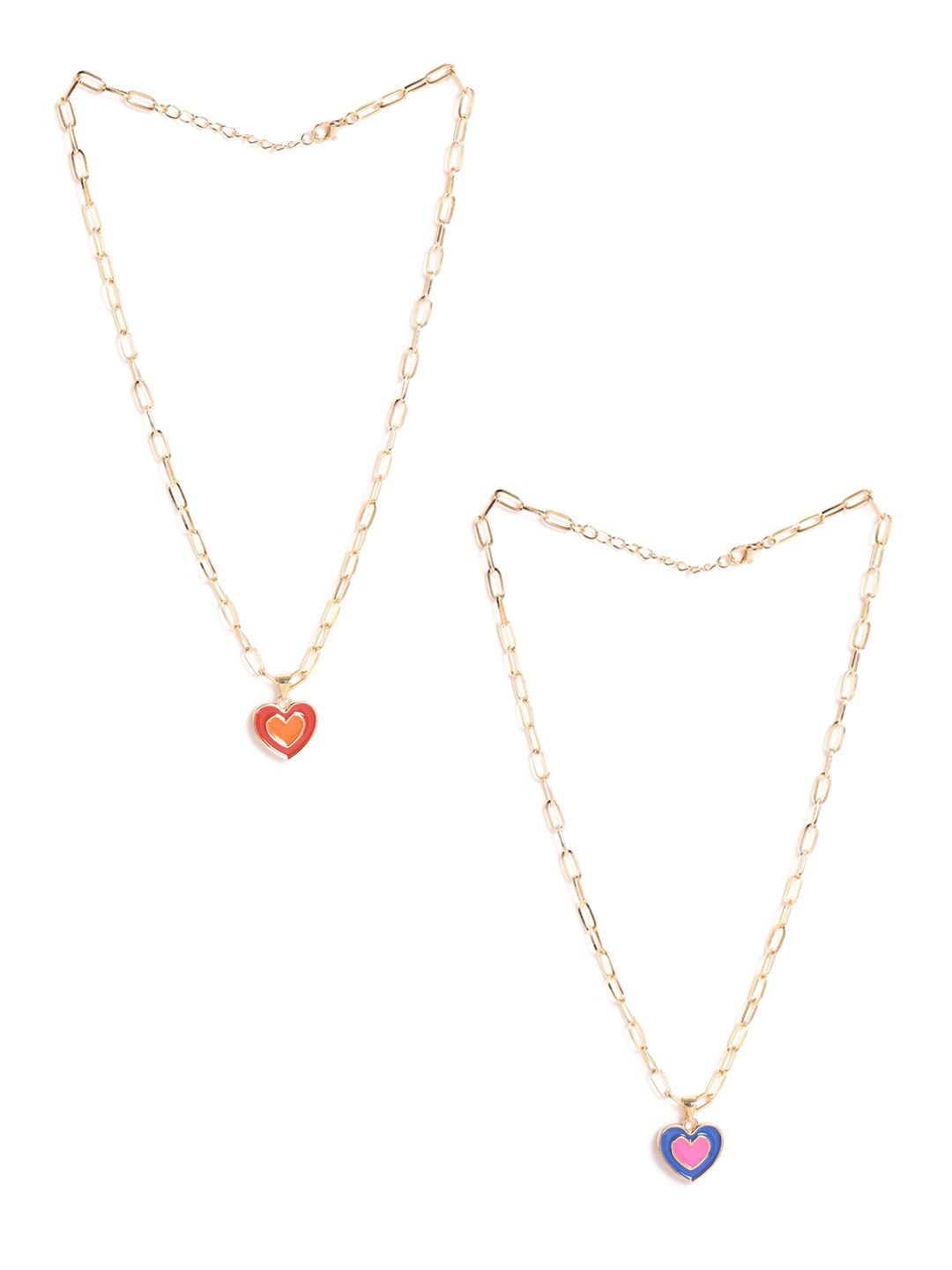 

EL REGALO Pack Of 2 Gold-Plated Necklace, Red