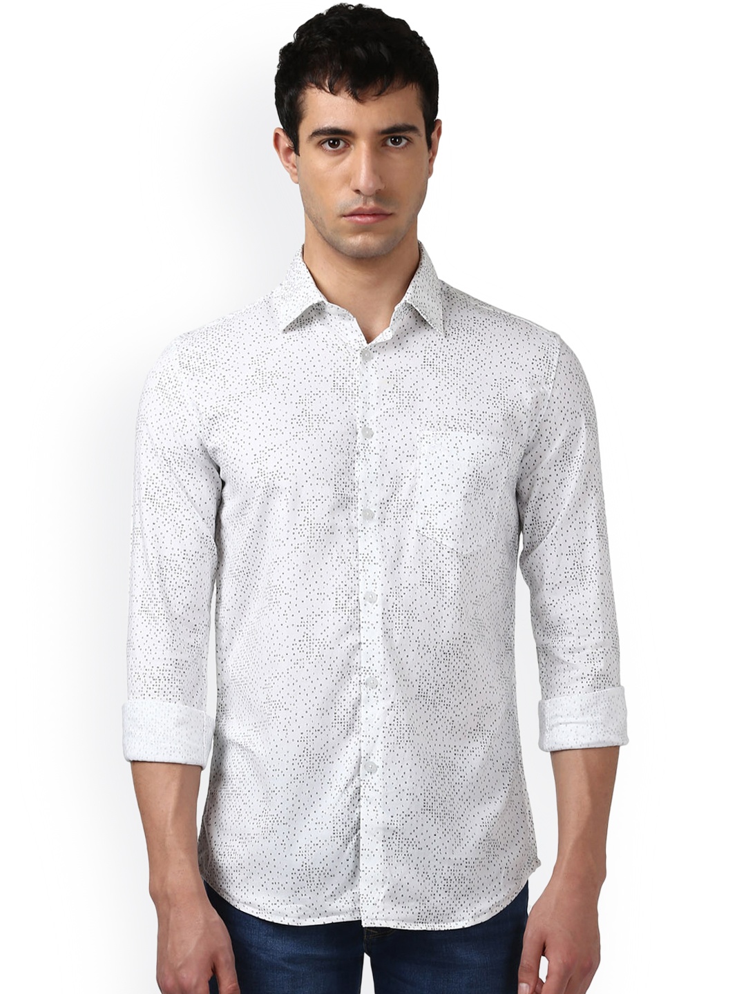 

Parx Men White Smart Slim Fit Printed Casual Shirt