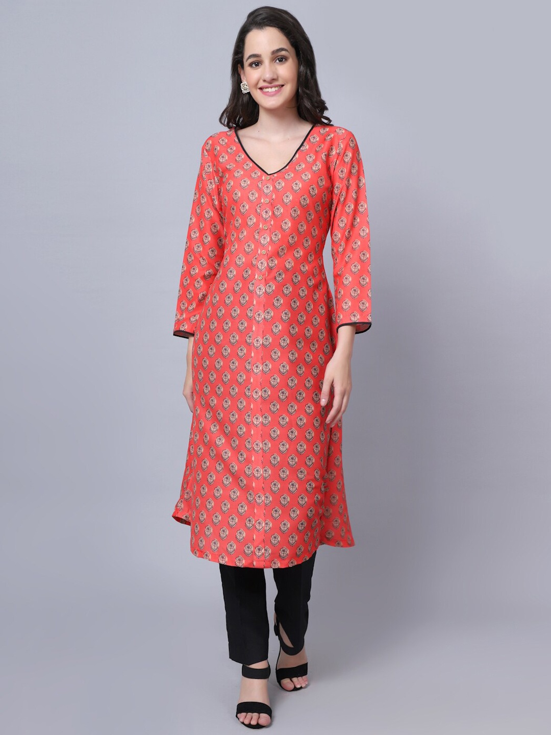 

anokherang Women Orange Printed Kurta with Trousers