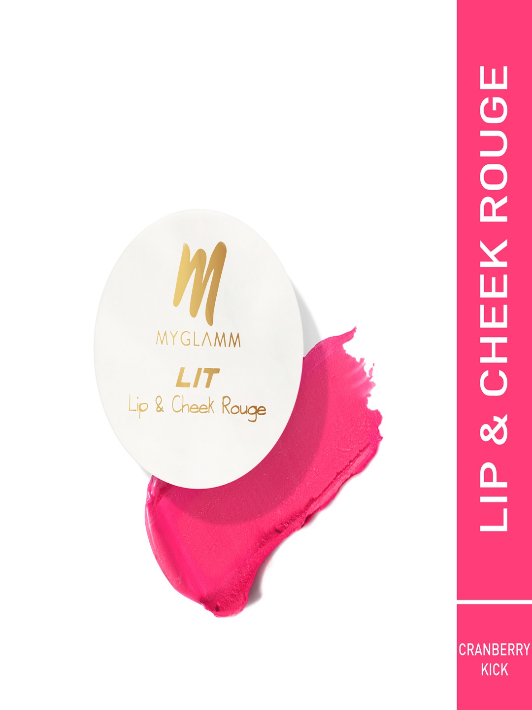 

MyGlamm LIT Lip & Cheek Rouge with Shea & Cocoa Seed Butter 10g -Cranberry Kick, Pink
