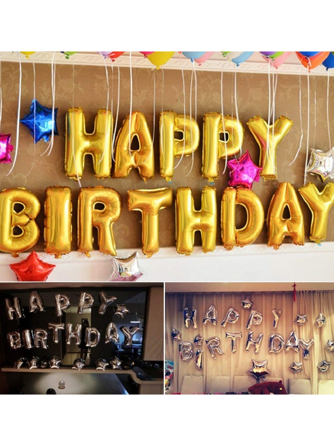 

CHOCOZONE Set of 4 Happy Birthday Party Props Decoration, Pink