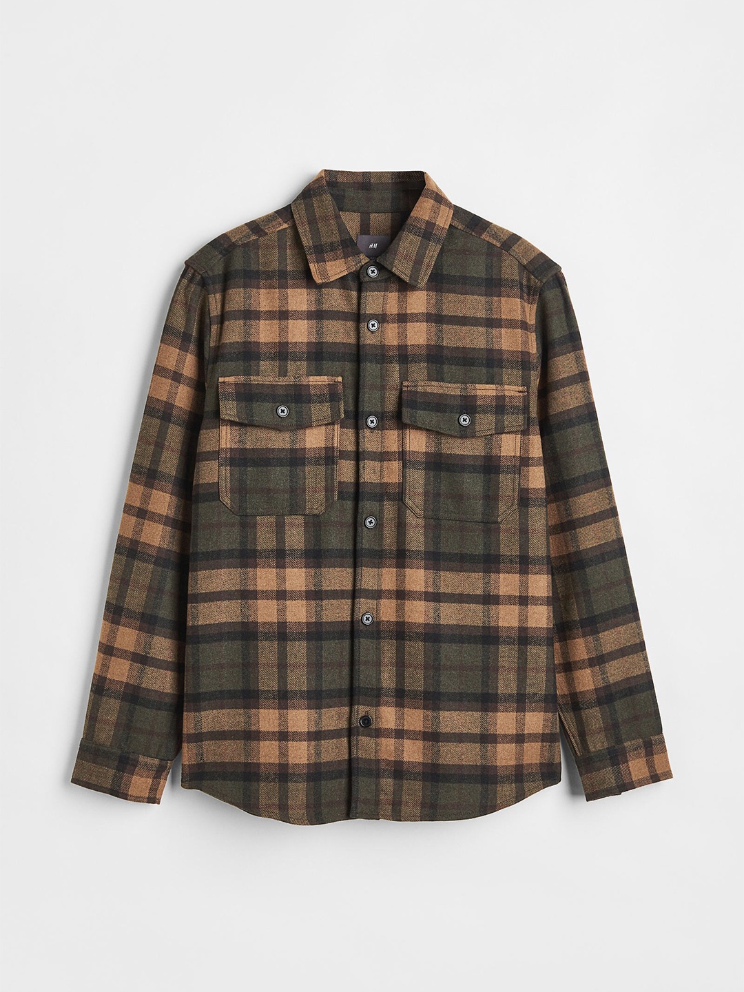 

H&M Men Olive Green Twill Overshirt